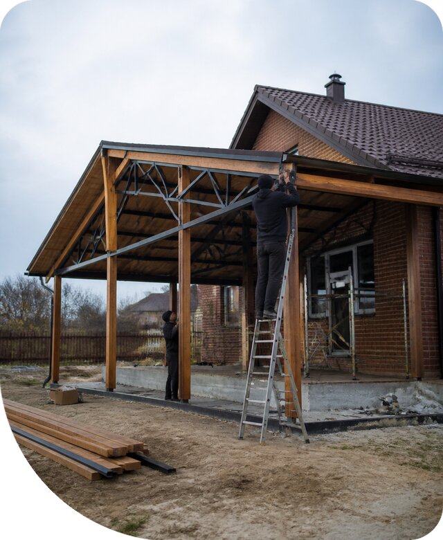 Пристройка навеса к дому и участку в Прохладном под ключ