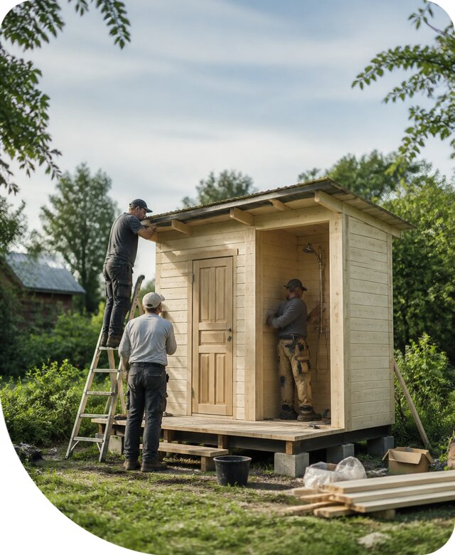 Строительство домика с душем на участке под ключ в Прохладном