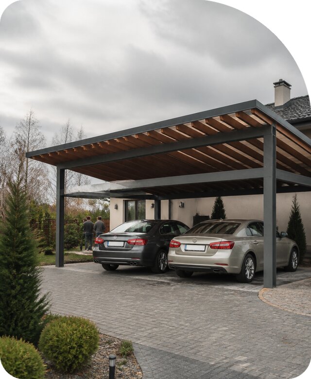 Навес для двух автомобилей в Прохладном от 200411 р. | РадиДОМА-Прх